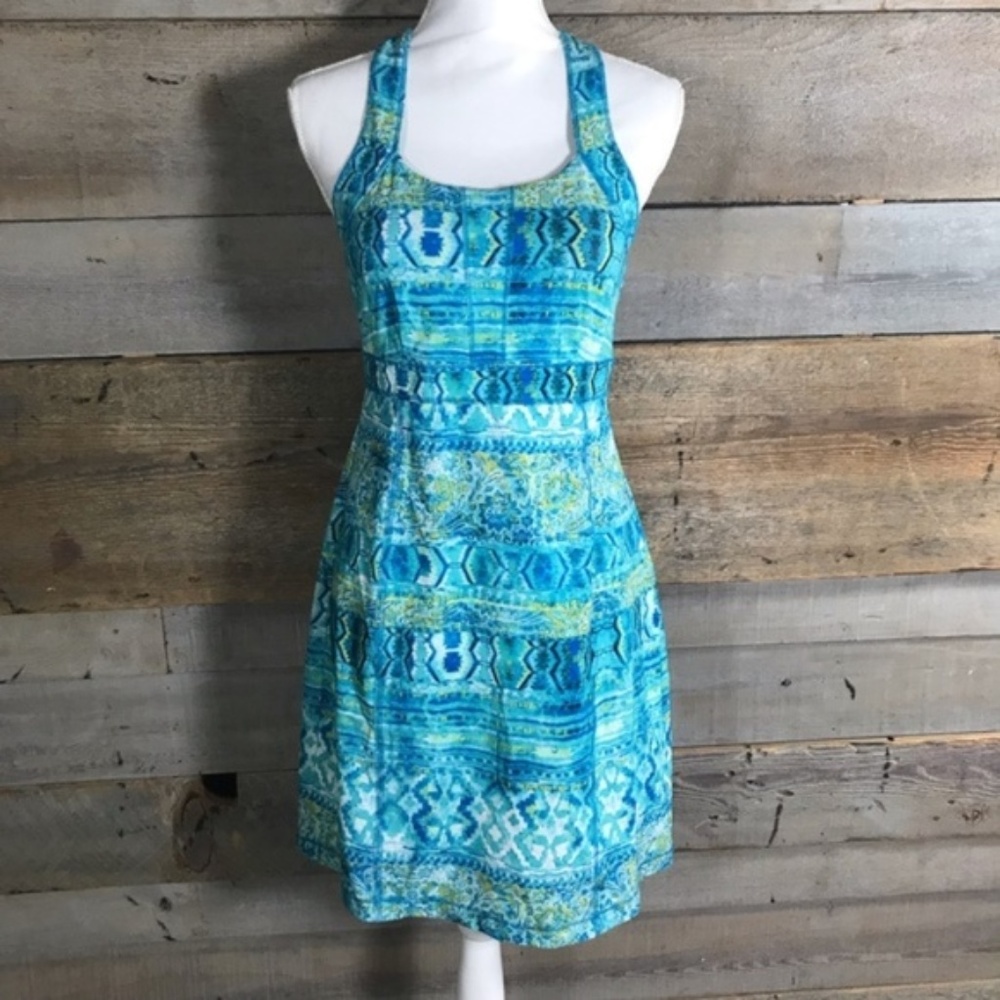 Title Nine Trouble Dress Teal Blue White Summer